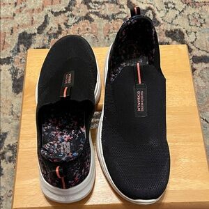 Skechers Black Slip-On Sneakers with Coral Accent